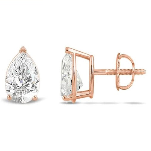 Pear Brilliant Cut Diamond Stud Earrings