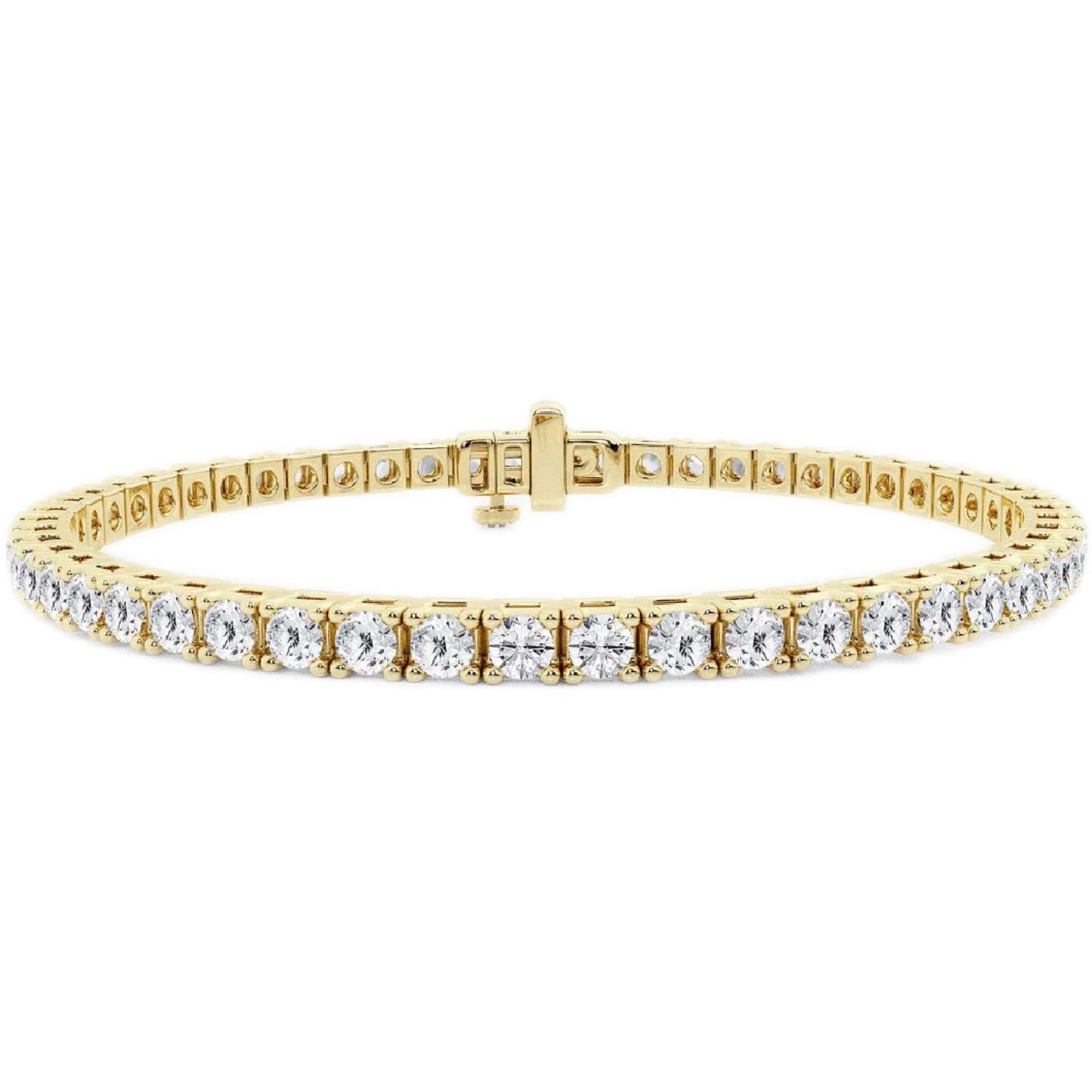 Gold bracelet with clear gemstones on a white background