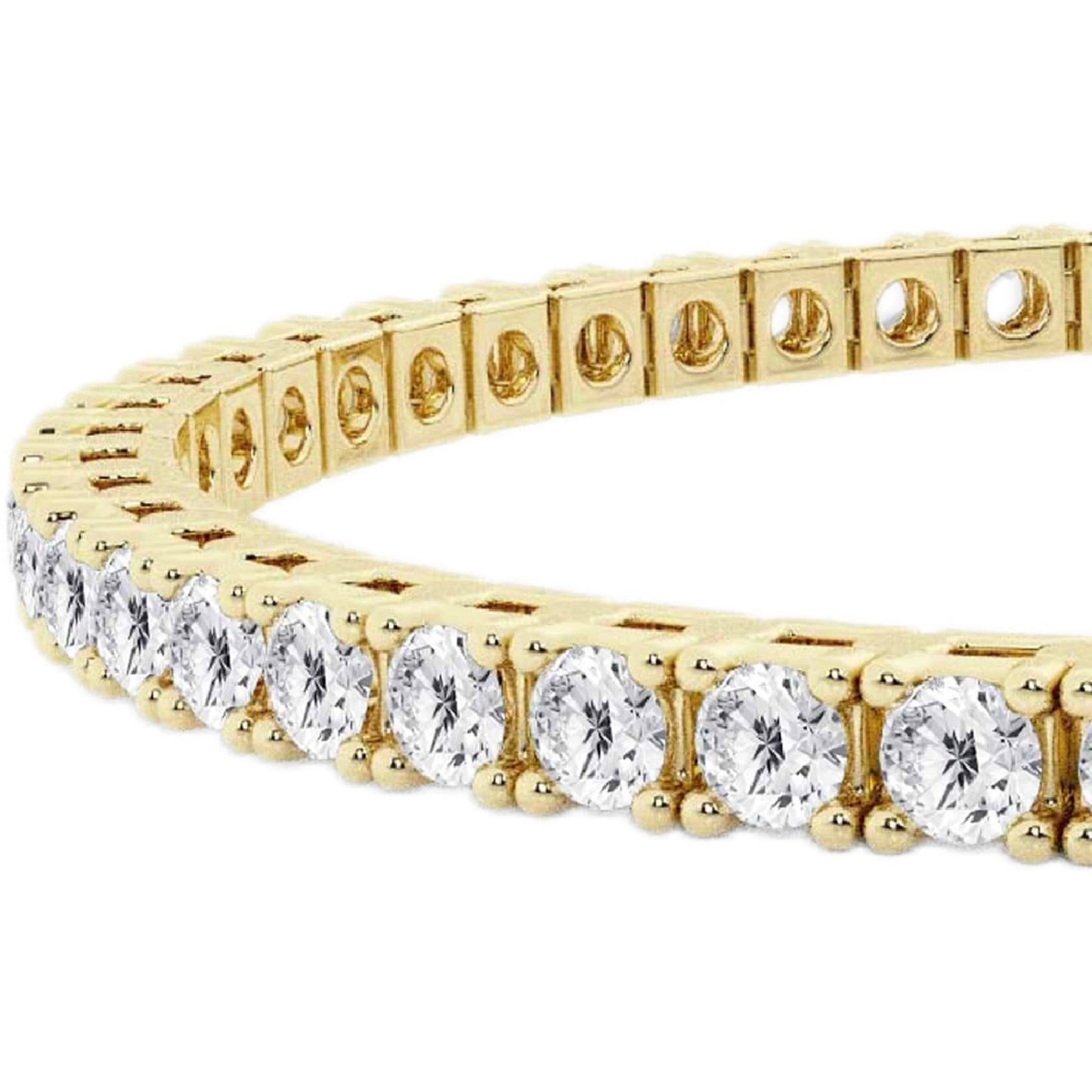 Gold bracelet with clear gemstones on a white background