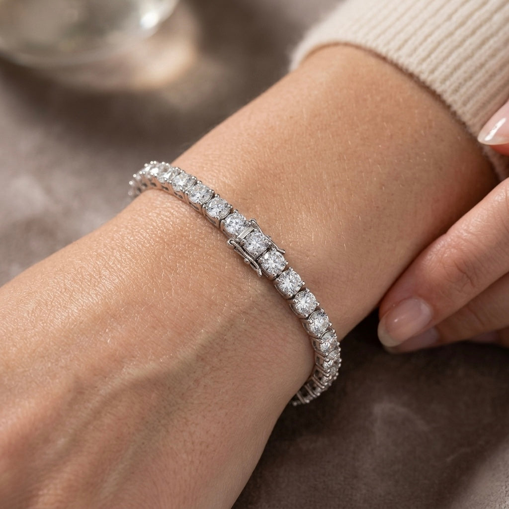 4 Prong Round Lab Diamond Tennis Bracelet