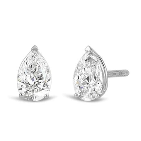 Pear Brilliant Cut Diamond Stud Earrings