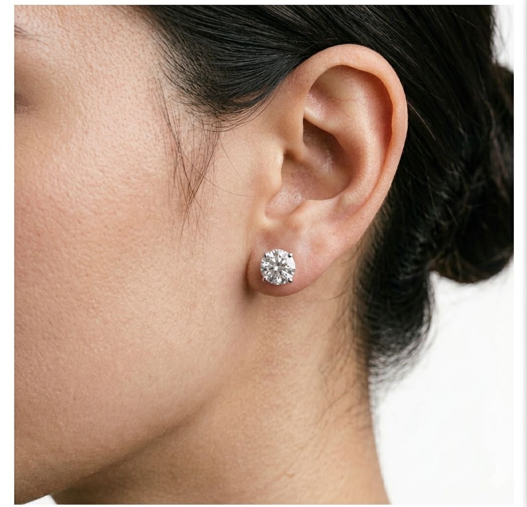 Round Lab Diamond Stud Earrings