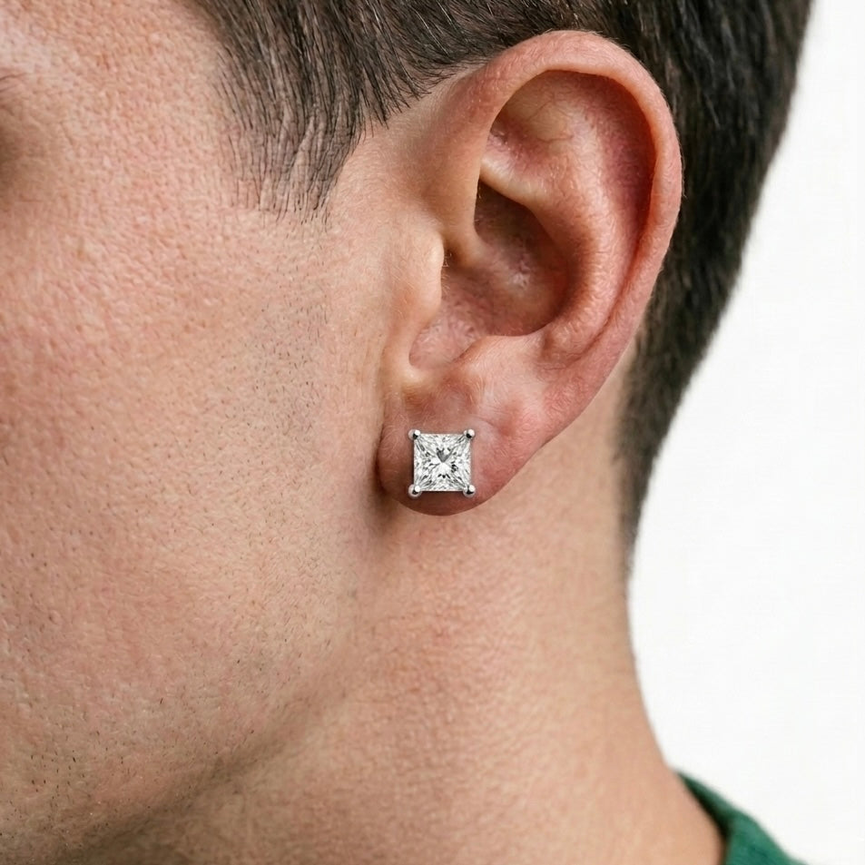 Princess Cut Lab Diamond Stud Earrings