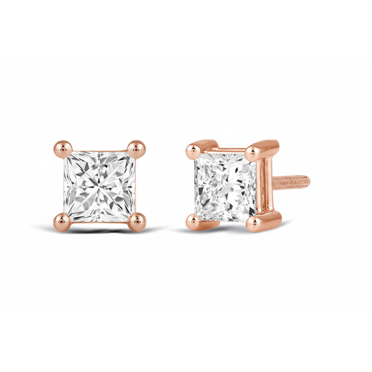 Princess Cut Lab Diamond Stud Earrings