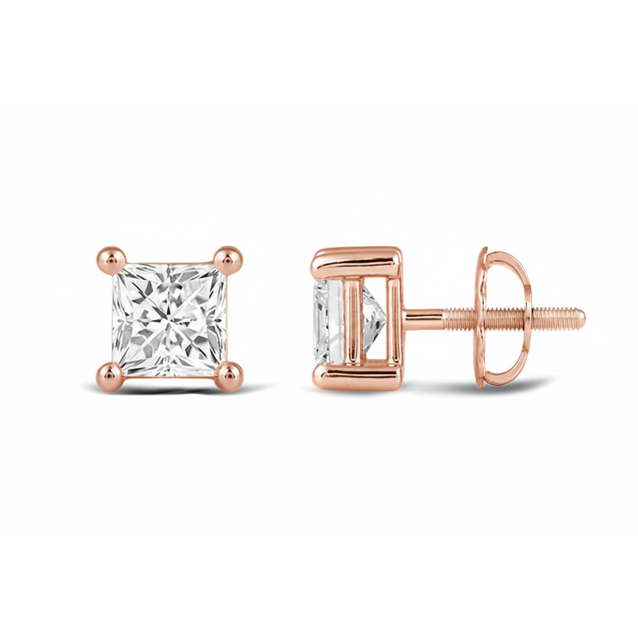 Princess Cut Lab Diamond Stud Earrings