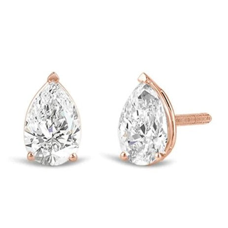 Pear Brilliant Cut Diamond Stud Earrings